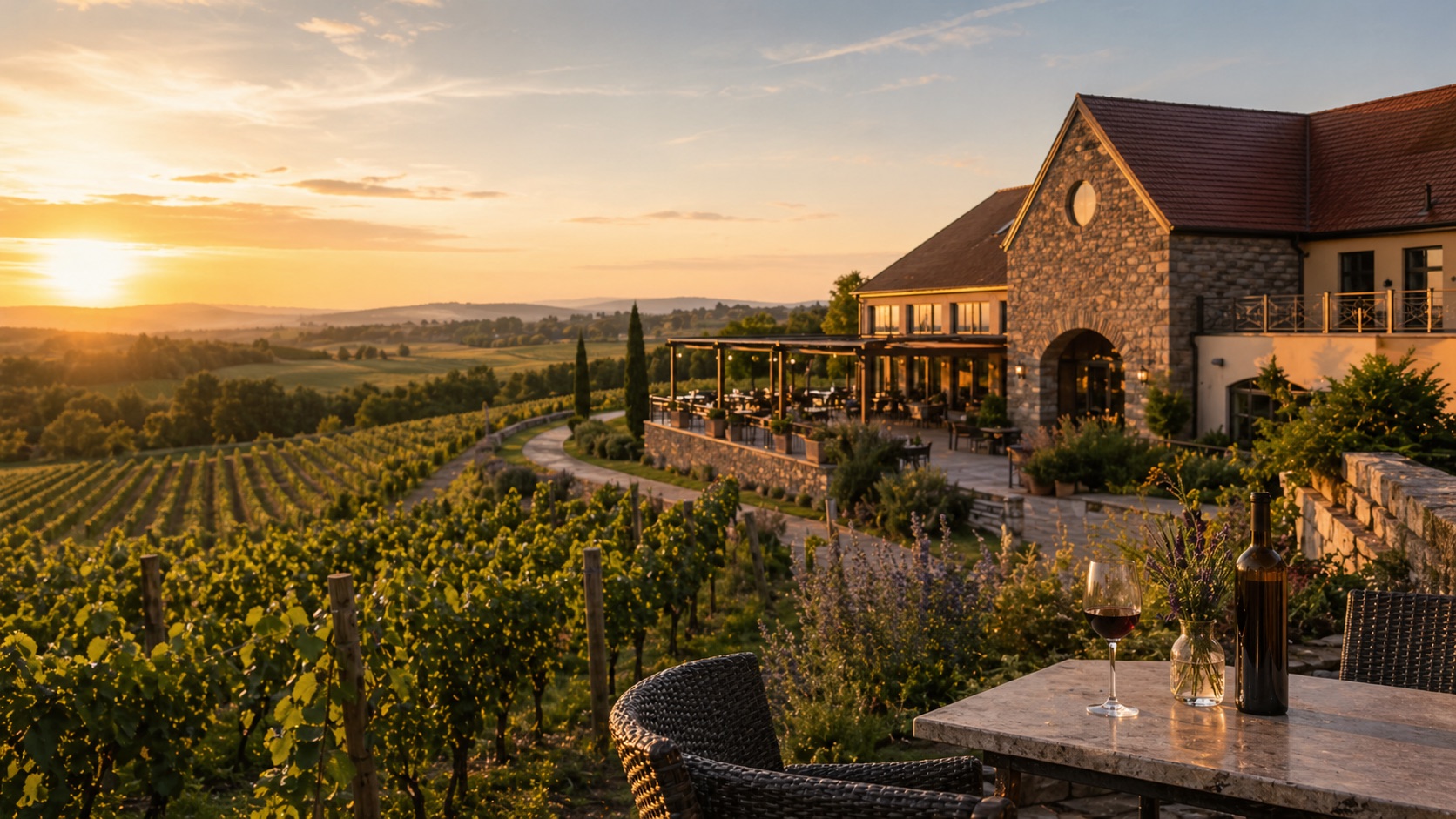 Winnica Edison hotel vineyard and tasting setting near Poznań in Baranowo Wielkopolska