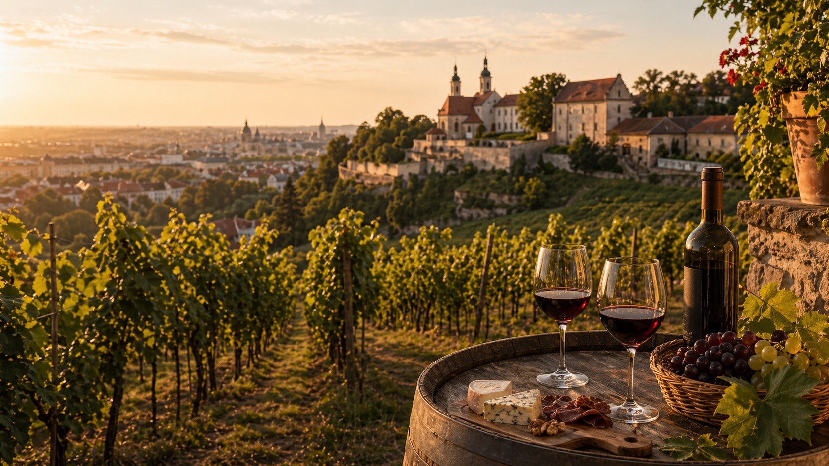 Kraków Bielany vineyard hillside and tasting setting representing Winnica Srebrna Góra