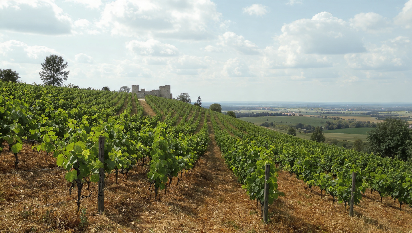Castle-side vineyard landscape used to illustrate Jurajski Festiwal Polskiego Wina